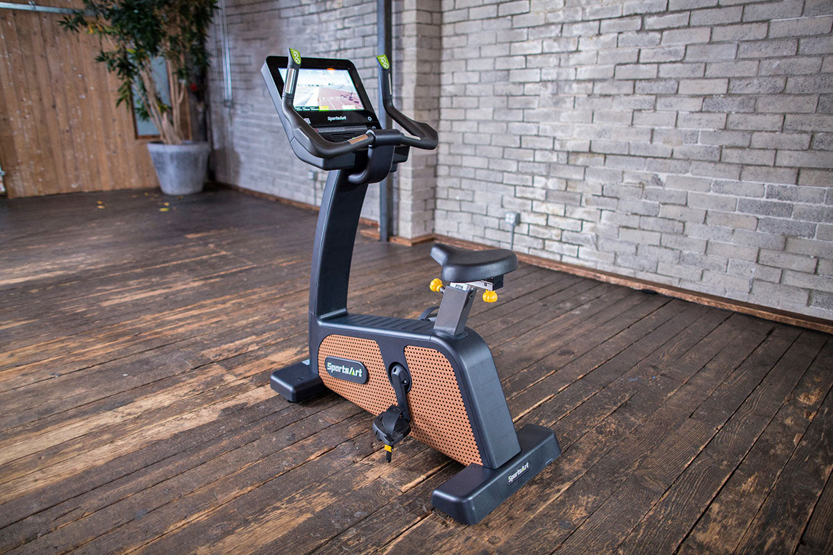 SportsArt C576U Status Upright Stationary Bike with 16" Senza touchscreen for precision workouts and premium fitness training