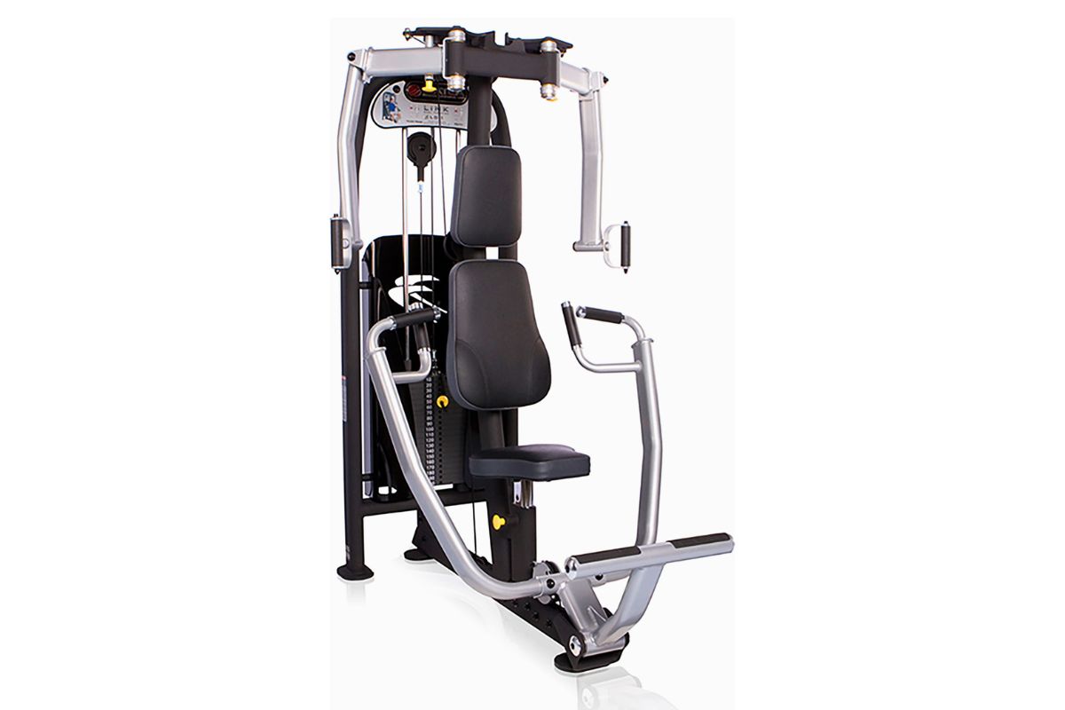 The Batca Link Dual Series Chest Press/Pec Fly Machine is a versatile chest press machine and pec fly machine in one, delivering strength, muscle definition, and upper body power.