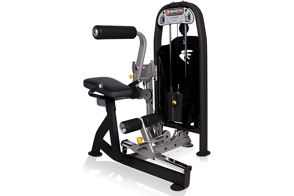 Batca Ab Crunch/Back Extension is an Ab crunch exercise machine with adjustable range of motion and ergonomic support for effective core workouts.