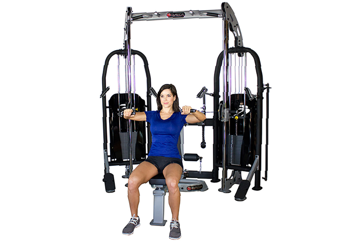 Batca Link Free Trainer is a Functional Trainer equipped with adjustable pulleys, a docking bar, and stretching features for versatile workouts.