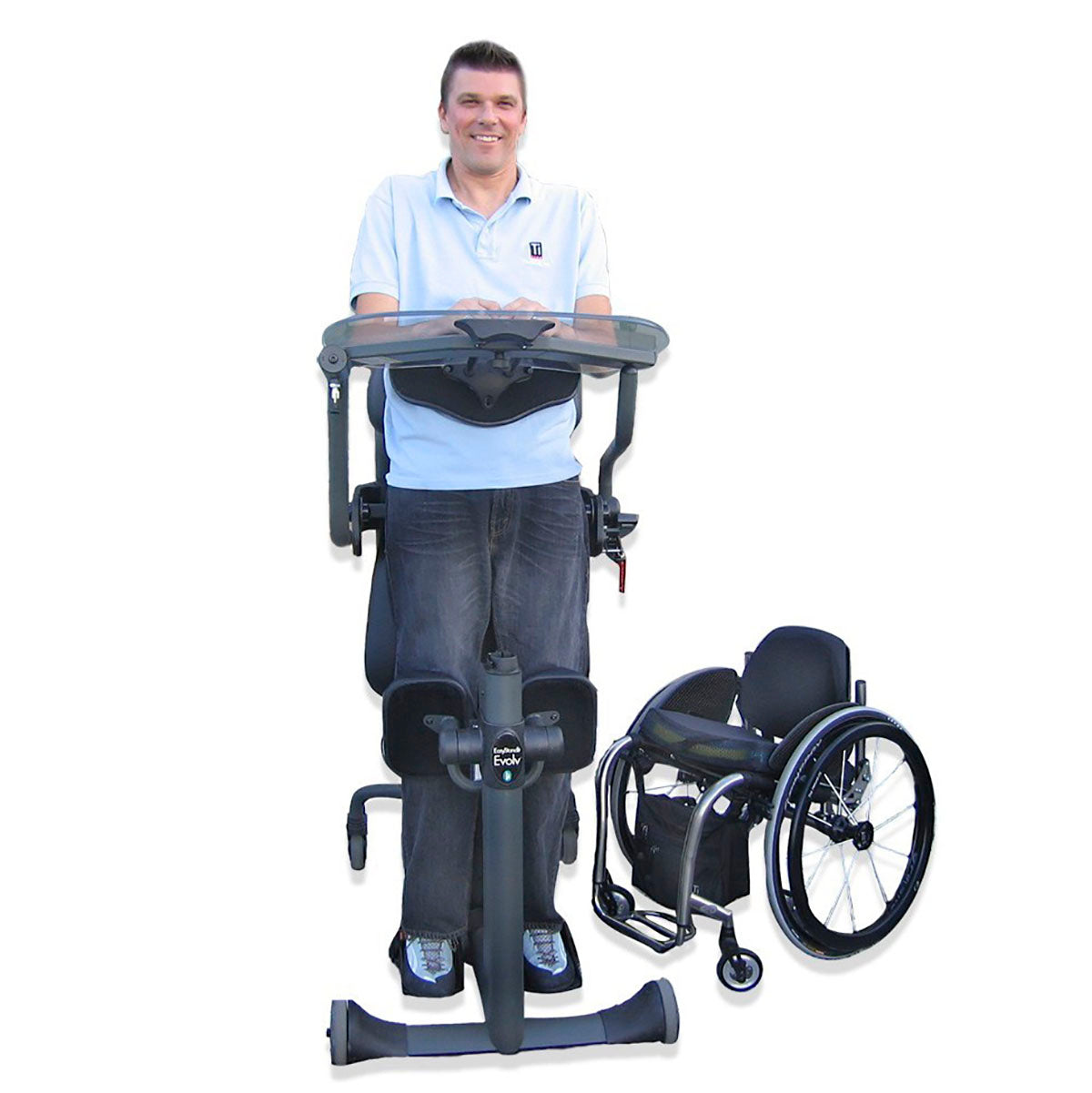 Designed for adaptability and comfort, the EasyStand Evolv standing frame ensures personalized fit and safe standing for users of all sizes and abilities.