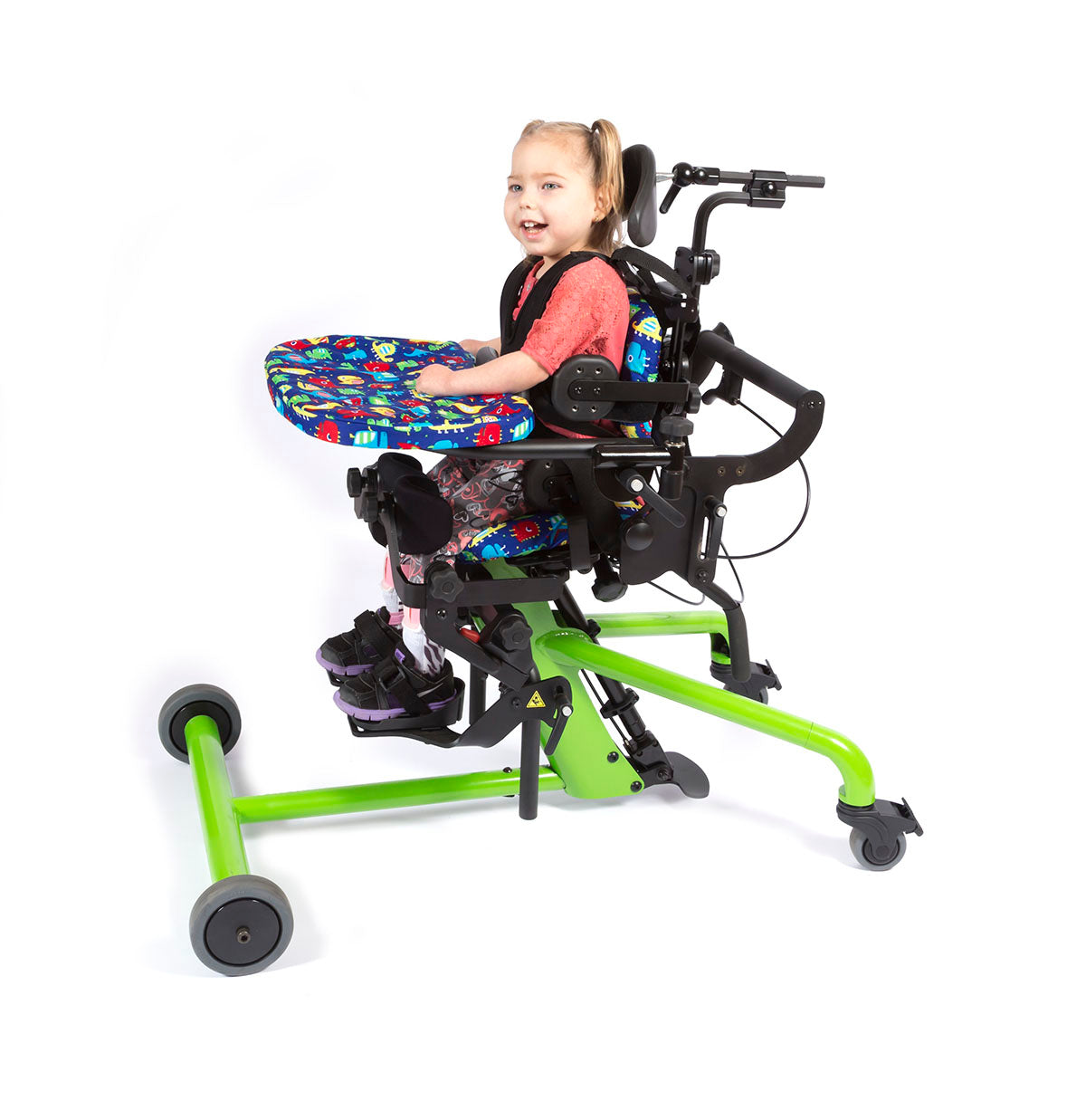 EasyStand Bantam Extra Small is a pediatric standing frame providing versatile positions for children, showing full support and easy adjustability.