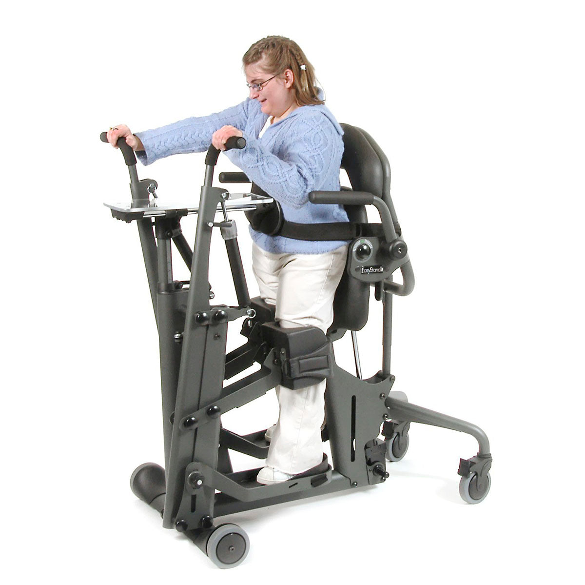 EasyStand Glider standing frame designed for active standing exercises and full-body strengthening therapy.