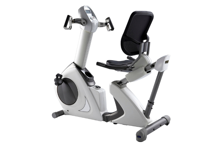 A durable recumbent cycle and upper body trainer with a compact frame, designed for healthcare and home gym use.