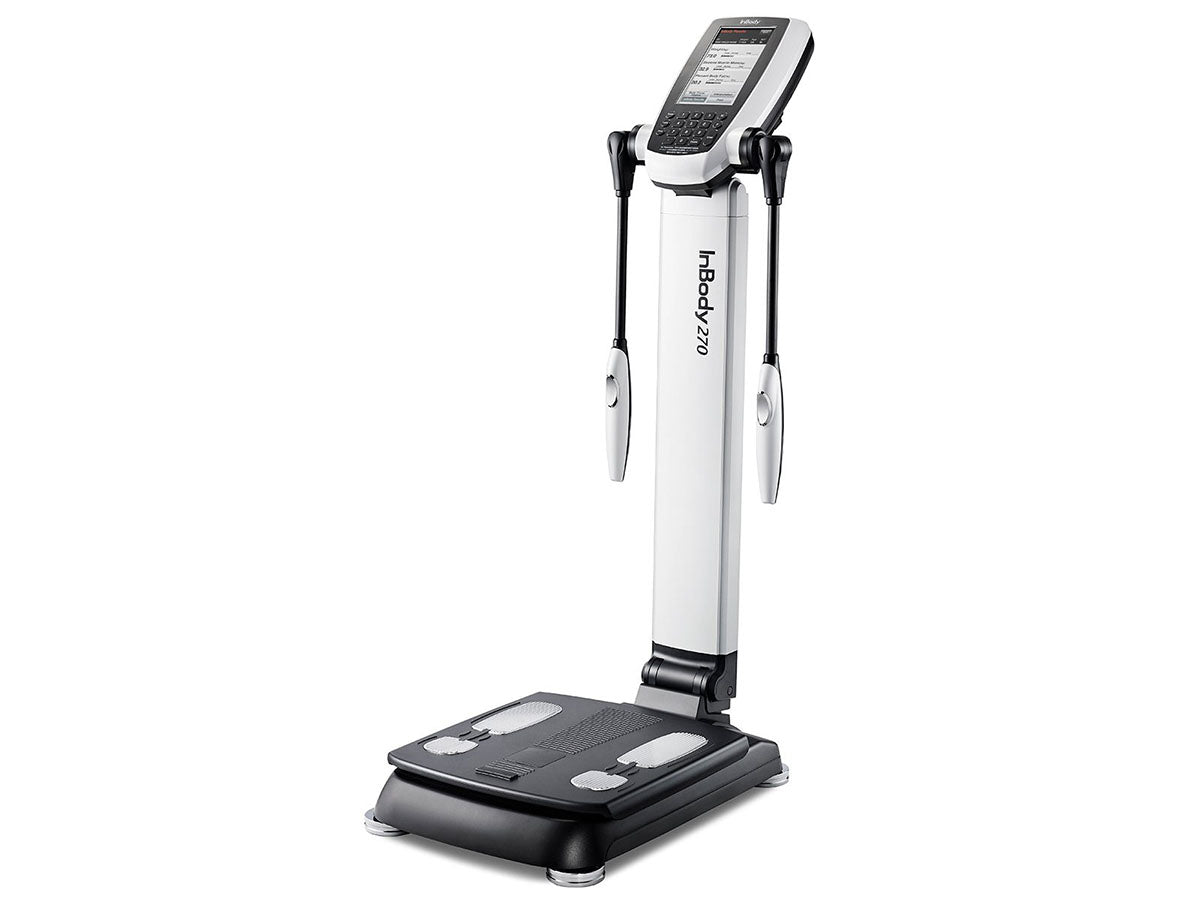 InBody 270 Analyzer is a professional body composition analyzer ideal for portable, detailed fat and muscle tracking.