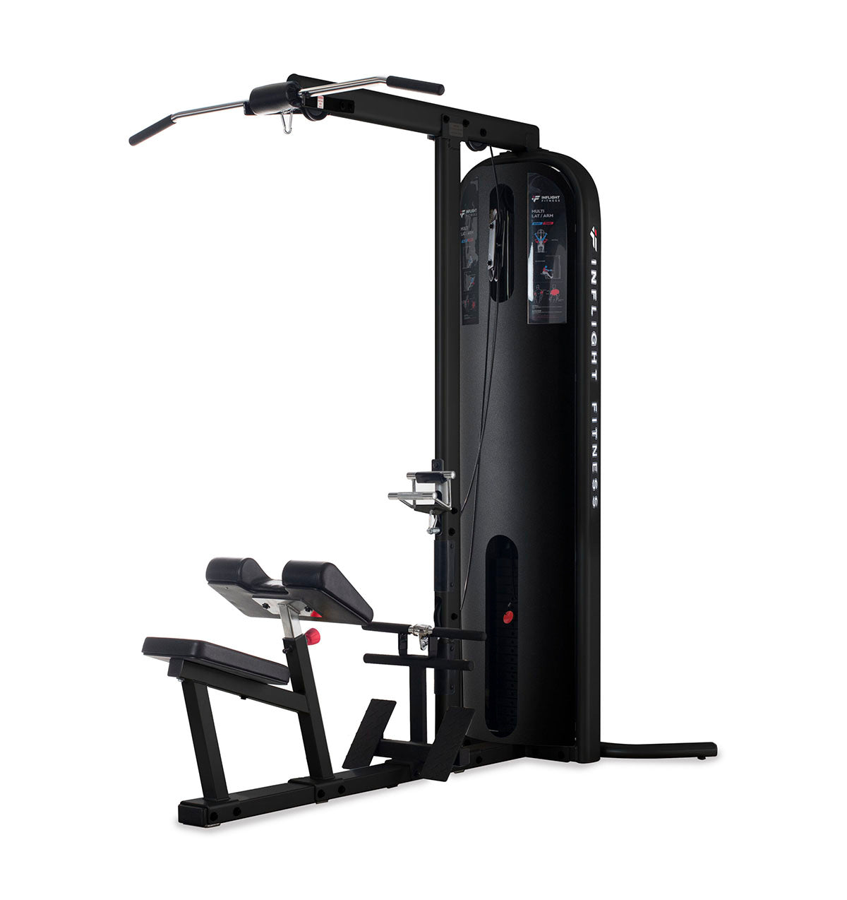 Inflight Fitness Multi-Lat/Arm is a Lat machine offering six upper-body exercises in a compact and durable fitness station.