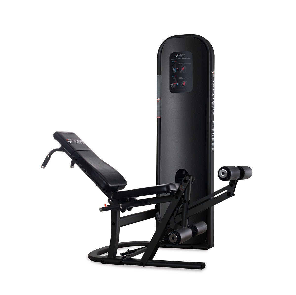 Inflight Fitness Multi-Leg Extension/Leg Curl ia a Leg extension curl machine with adjustable rollers for smooth quad and hamstring workouts.