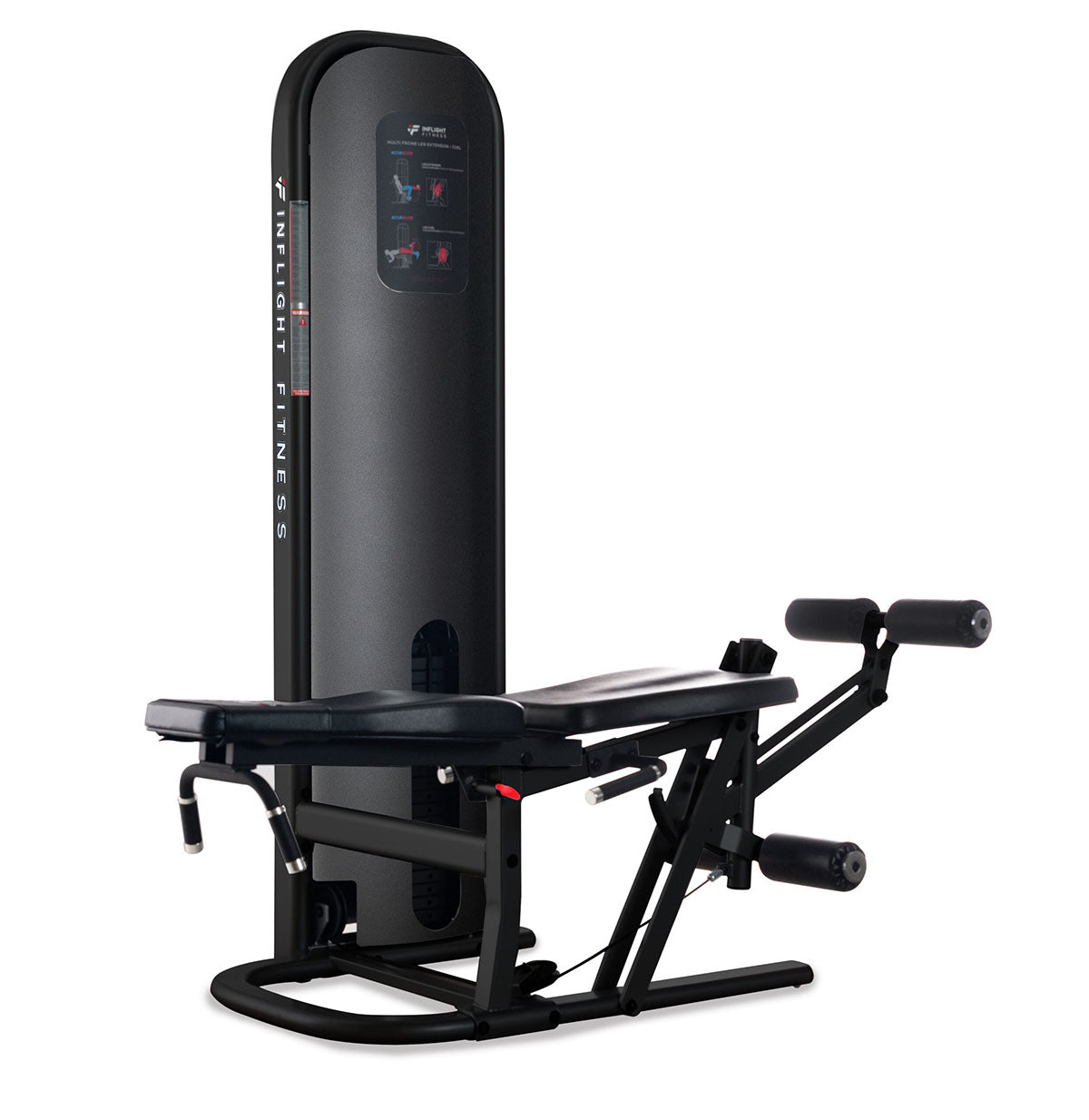 Inflight Fitness Multi-Leg Extension/Leg Curl ia a Leg extension curl machine with adjustable rollers for smooth quad and hamstring workouts.