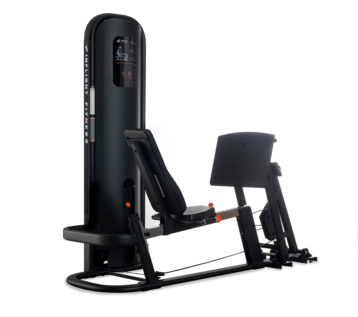 Inflight fitness leg press designed for smooth quadriceps, hamstring, and glute training.