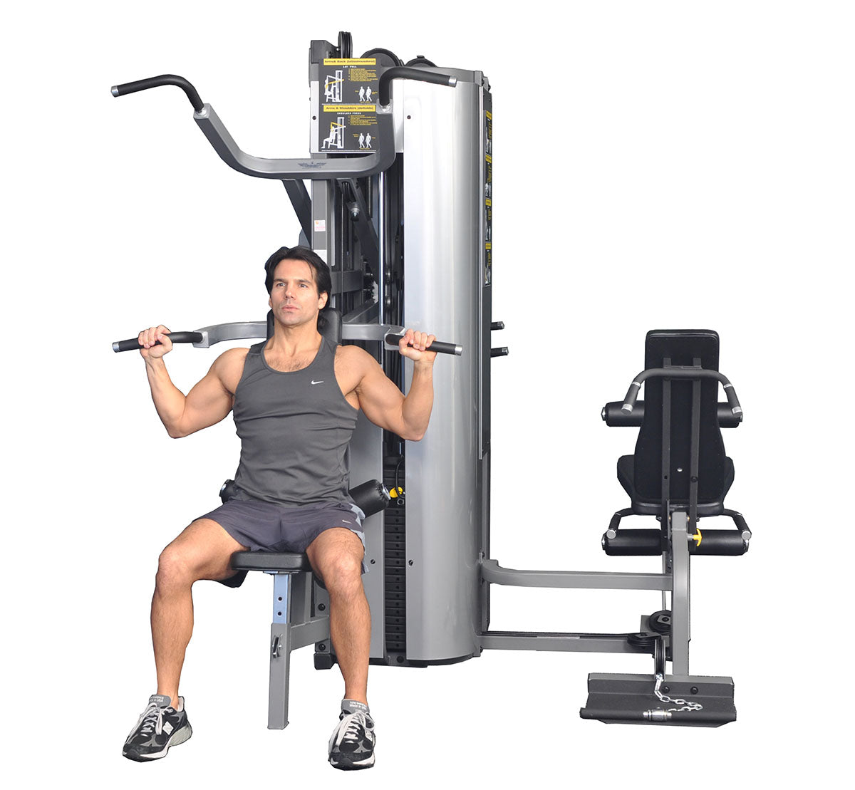 The Inflight Liberator multi station gym featuring three weight stacks and four versatile workout stations for full-body strength training.