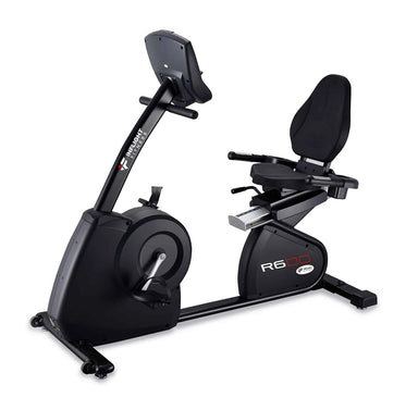 Ergonomic recumbent exercise bike with a walk-through frame design and 13-level adjustable easy-glide seating.