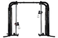 Compact commercial cable crossover with integrated monkey bars and 17 adjustable height positions for total body relief.
