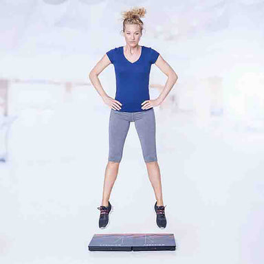 High-capacity Kinvent Deltas Force Plates used for measuring athlete jump height and lower-limb symmetry in a gym.