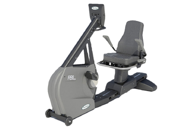 This NuStep RB8 PRO is a heavy-duty recumbent bike offers a 500 lb capacity and a low step-through design for safe, low-impact workouts.