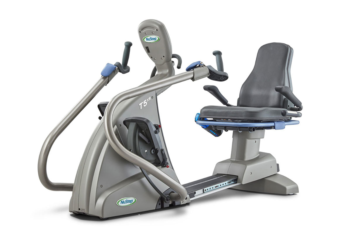Achieve safe, low-impact full-body workouts with the NuStep recumbent cross trainer T5XRW, perfect for gyms, rehab centers, and dedicated fitness enthusiasts.