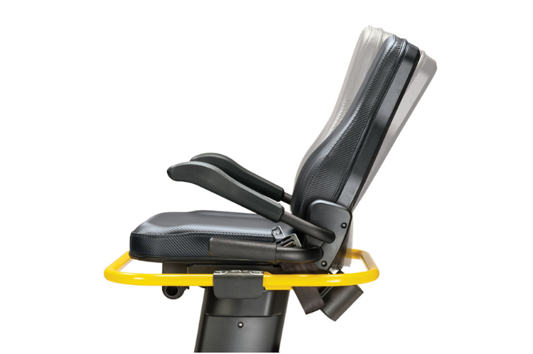 A heavy-duty recumbent cross trainer with adjustable arm handles and oversized foot pedals for a custom total-body workout.