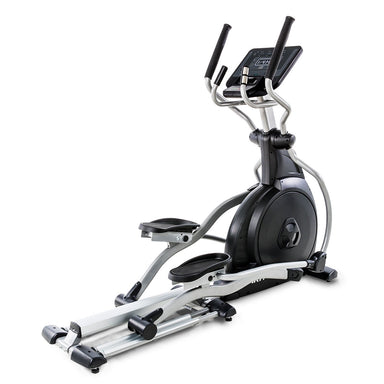Spirit elliptical CE800 featuring a heavy-duty steel frame and center-mounted handlebars with heart rate pulse sensors.