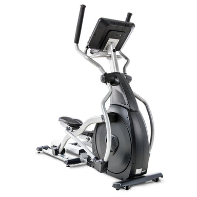 Spirit elliptical CE800 featuring a heavy-duty steel frame and center-mounted handlebars with heart rate pulse sensors.