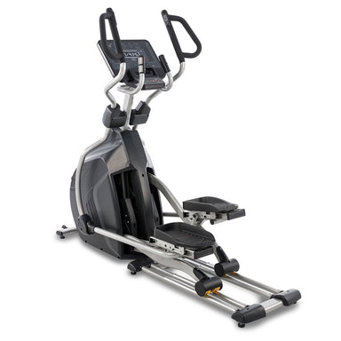 Spirit fitness elliptical CE850 featuring adjustable stride technology and a compact front-drive commercial steel frame.
