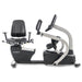 Comfortable recumbent stepper with swiveling seat and advanced console designed for commercial fitness and rehabilitation use.