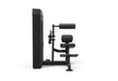 Spirit workout machine featuring an adjustable roller pad and dual foot bars for stabilized abdominal and back exercises.
