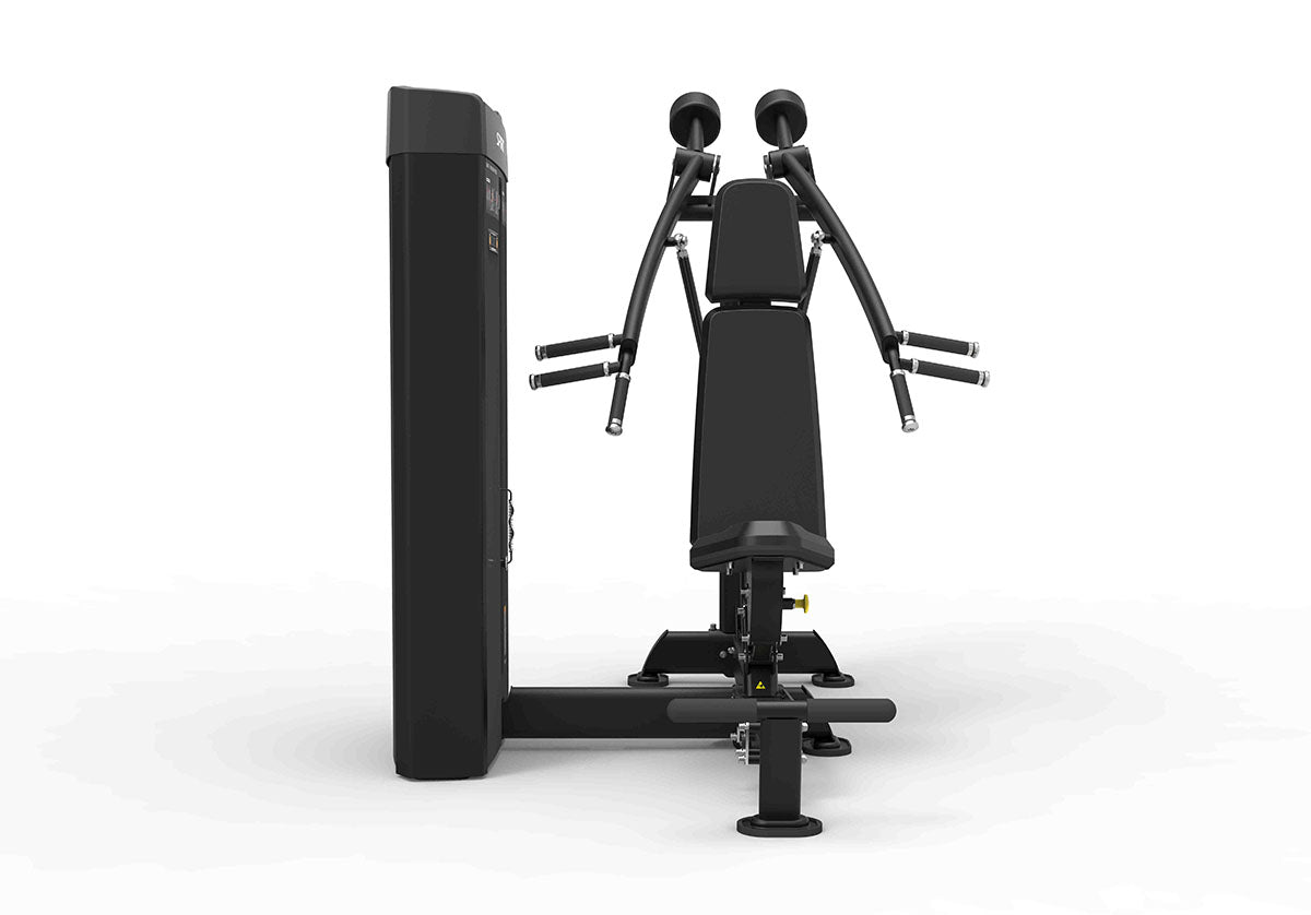 Spirit Chest Press and Shoulder Press is a fitness equipment dual chest and shoulder press machine with adjustable seating.