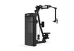 Professional pec fly rear delt machine featuring dual-action arms and adjustable gas-assisted seat for upper body training.