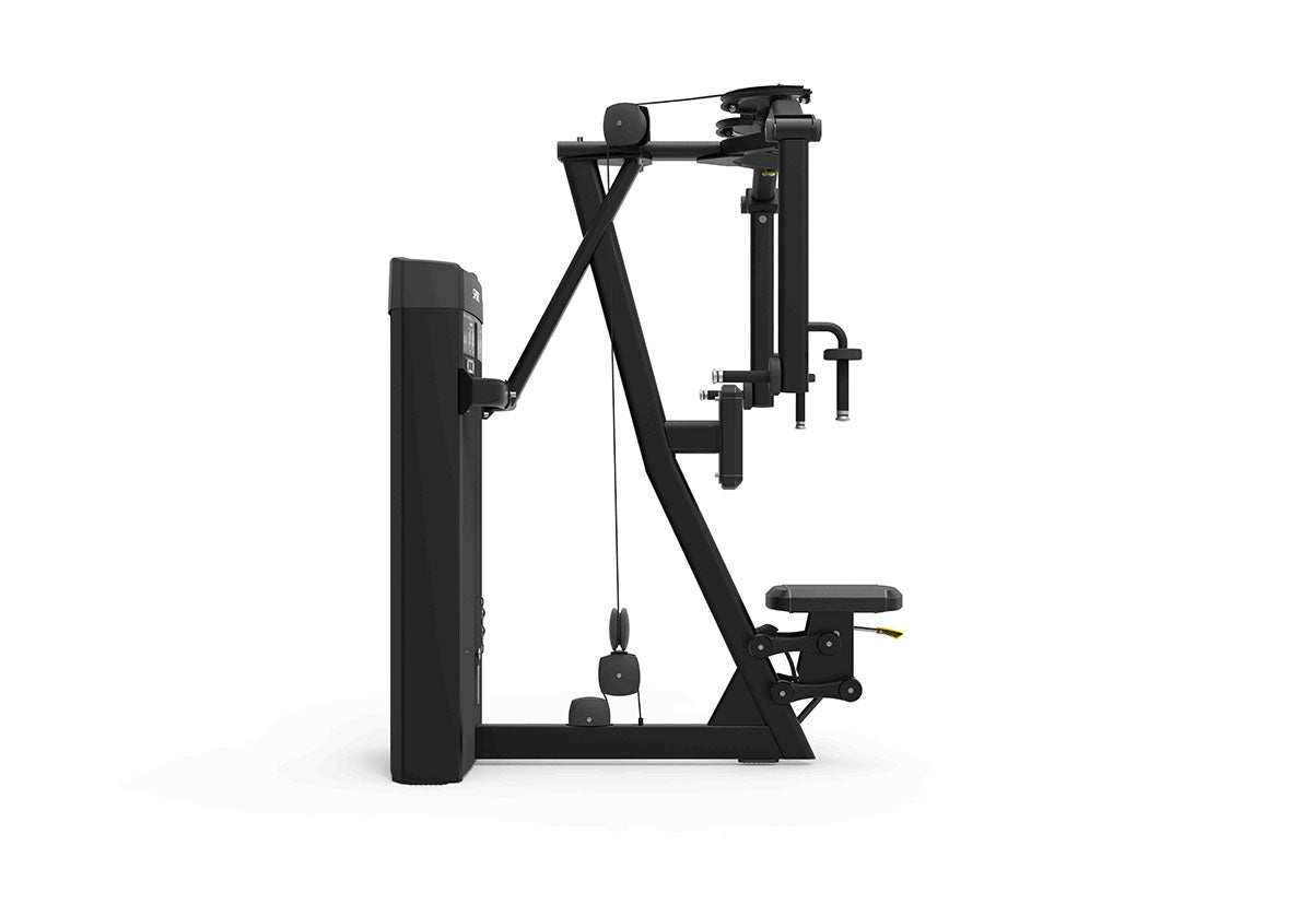 Commercial-grade spirit fitness equipment showing the CSD-PFRD pec fly and rear delt station with integrated rep counter.