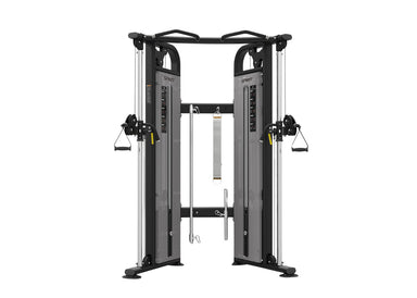 Spirit CSF-FUNT is a Spirit Fitness functional trainer featuring dual weight stacks, pull-up grips, and a heavy-gauge steel frame for strength.