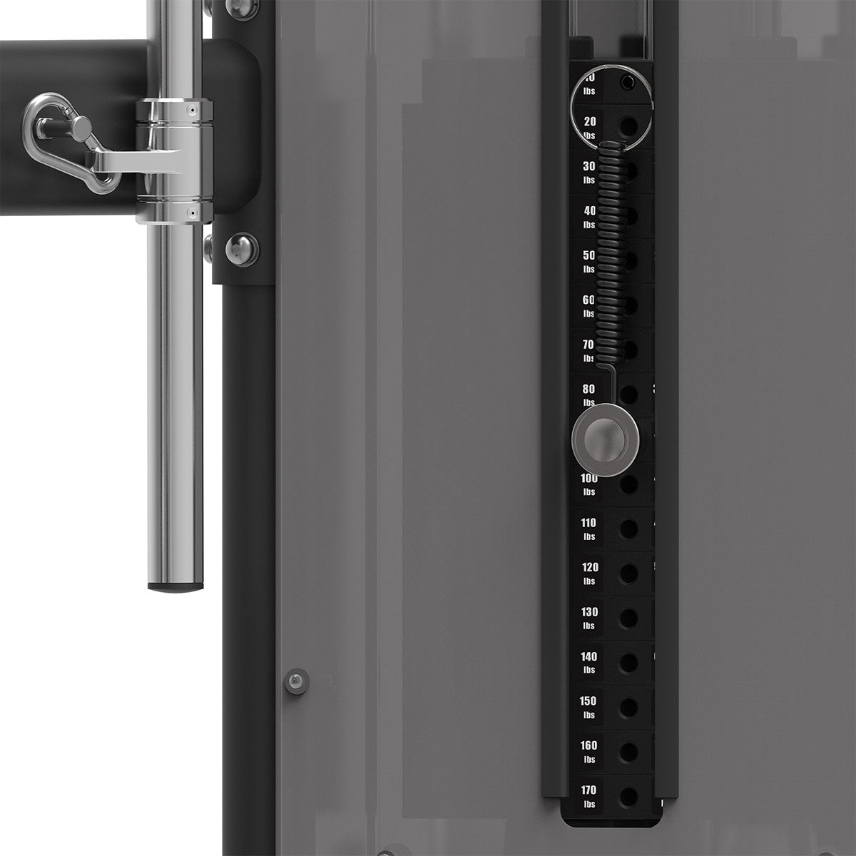 Compact spirit workout machine with adjustable pulleys and enclosed weight stacks for safe, versatile strength training.