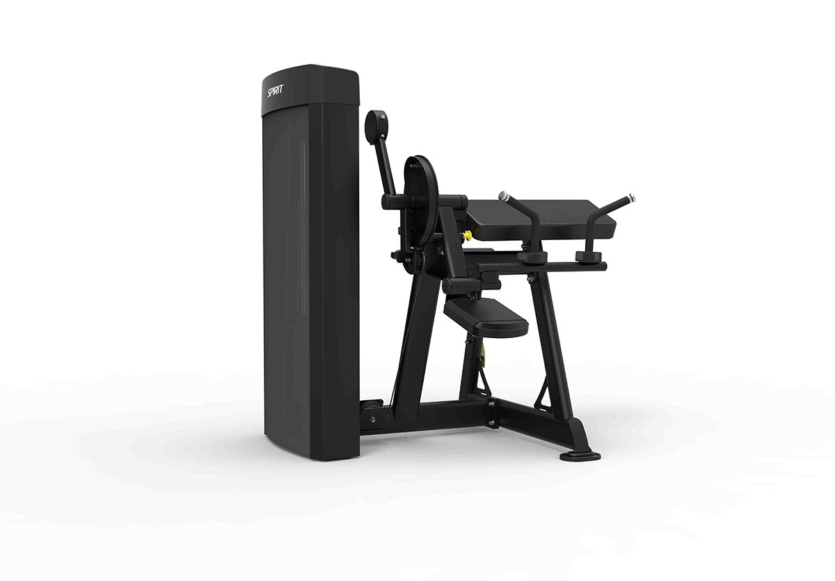 Spirit Dual CSD-BCTE is a Spirit fitness equipment for biceps and triceps isolation with adjustable seat and pivoting arm bar.