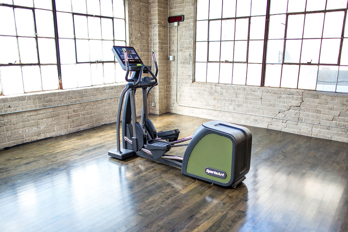 The SportsArt Fitness Elliptical G876 Status Eco-Powr is a premium elliptical exercise machine that combines effective cardio training with eco-friendly technology