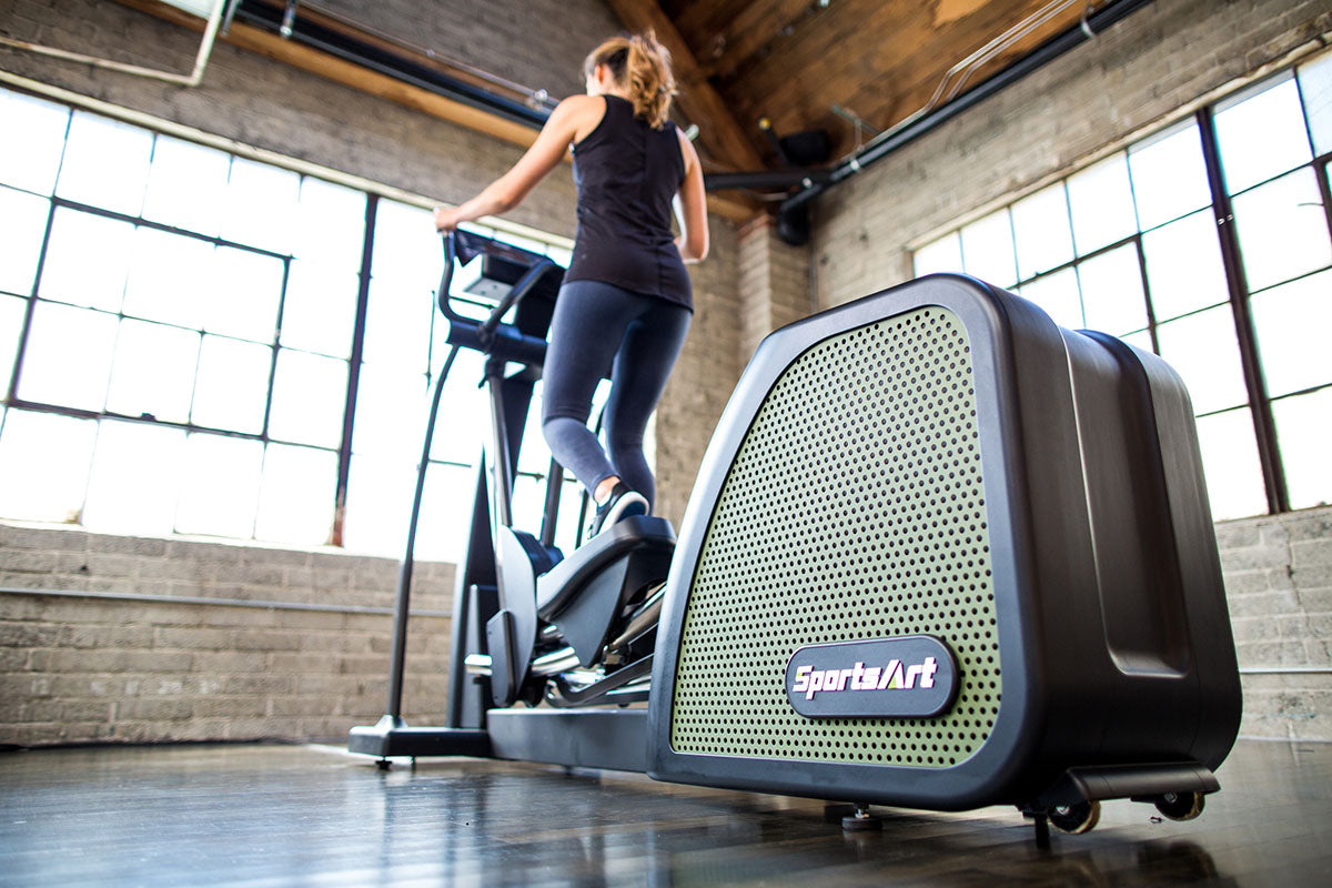 The SportsArt Fitness Elliptical G876 Status Eco-Powr helps users burn calories, strengthen muscles, and improve cardiovascular endurance—all while supporting eco-friendly sustainability.