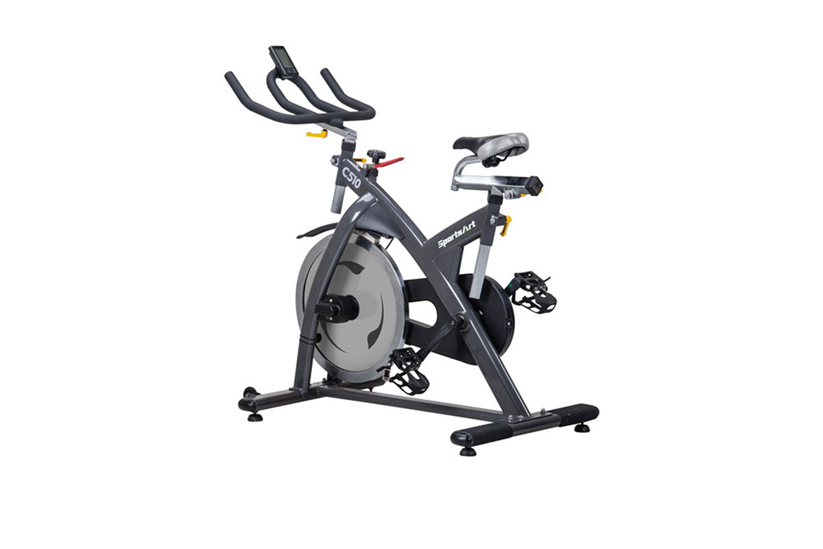 SportsArt C510 Indoor Cycling Bike, a commercial heavy duty exercise bike built with a durable steel frame and smooth resistance system for professional gym training