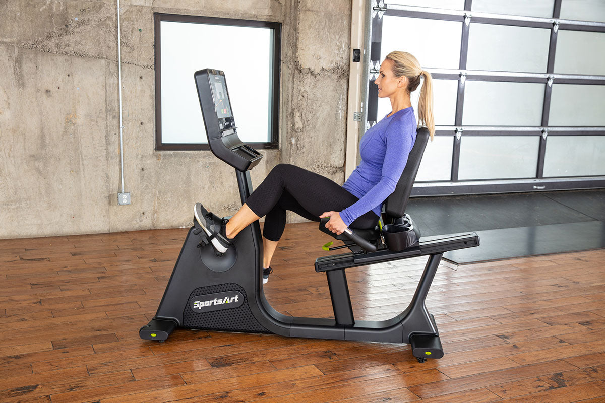 The SportsArt C574R Recumbent Cycle delivers smooth, low-impact cardio with commercial-grade comfort and performance—ideal for all fitness levels.