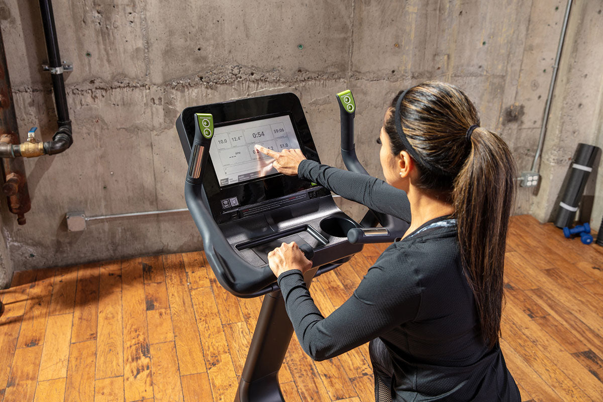 The SportsArt C574U Elite Upright Bike provides a high-performance, touchscreen-enabled cardio workout for gyms and committed fitness enthusiasts.