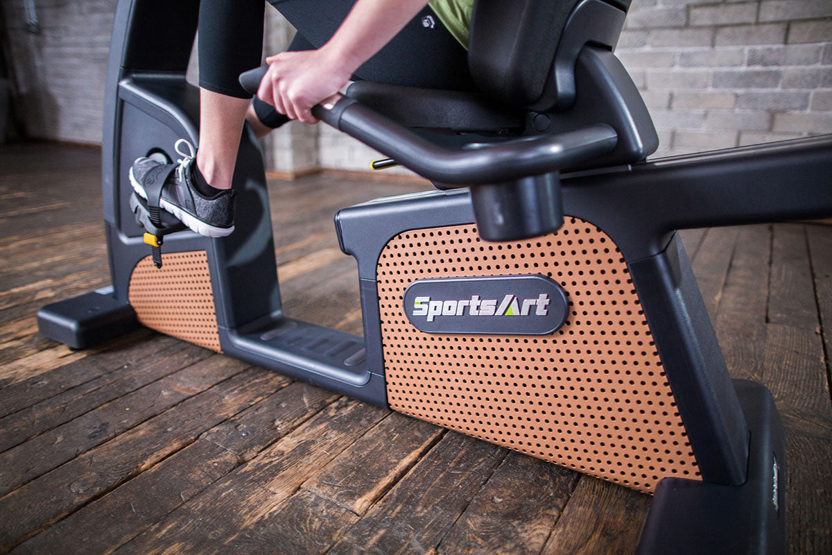 Enhance your fitness routine with the SportsArt C576R Status a commercial recumbent bike perfect for building cardiovascular endurance, strengthening lower-body muscles, and supporting joint health.