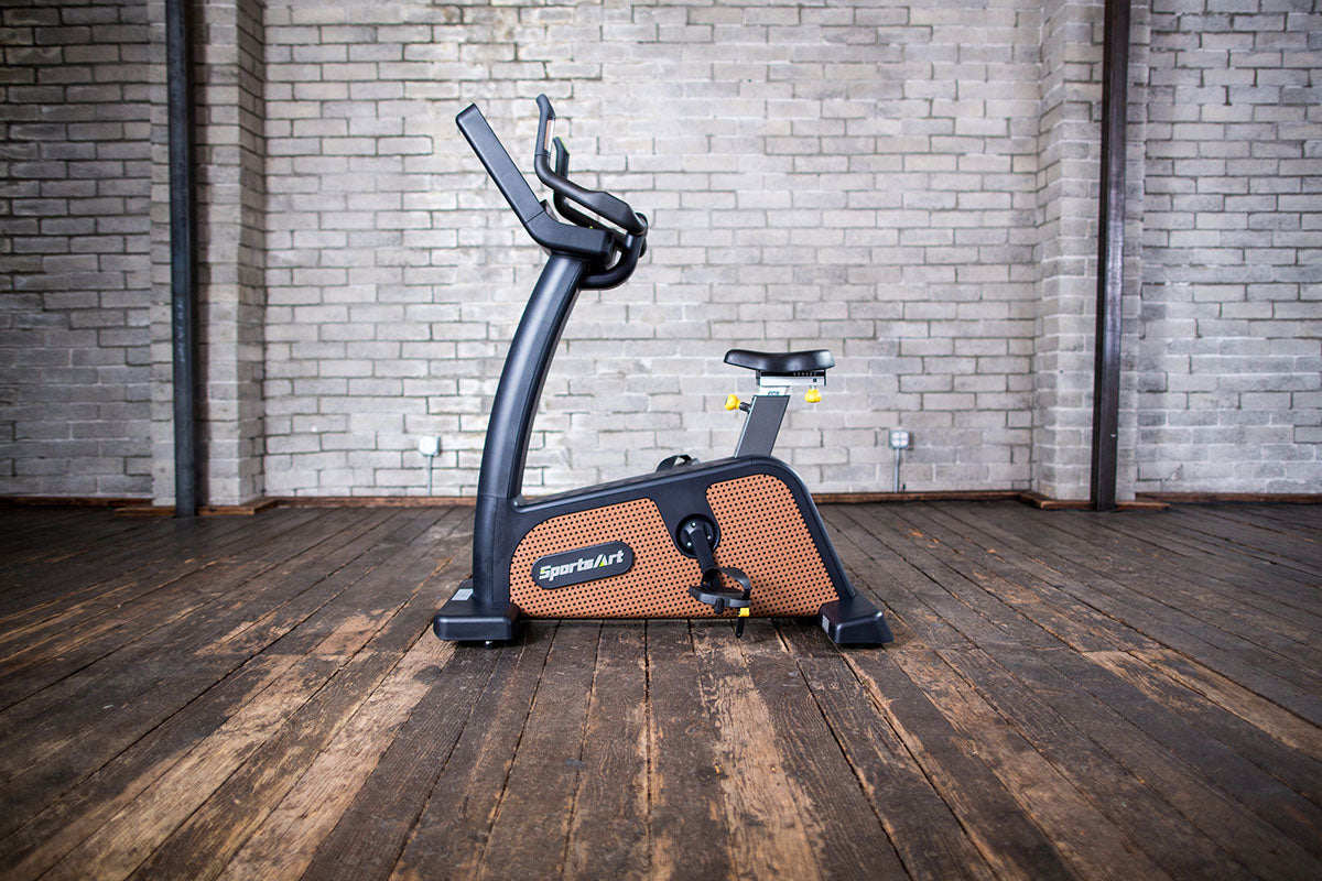 SportsArt C576U Status Upright Stationary Bike with 16" Senza touchscreen for precision workouts and premium fitness training