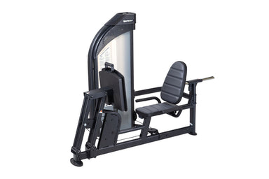 Multi-use Leg Press Machine featuring a step-through design and adjustable seat for ergonomic lower body training.