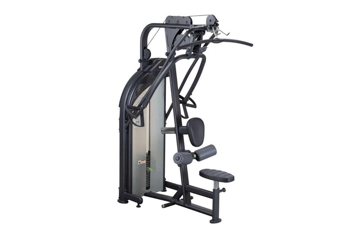 SportsArt DF-303 Performance Lat Pulldown/Mid Row/Chest Press is a multi-use upper body exercise machine with adjustable supports and footrests for a secure, ergonomic strength workout.