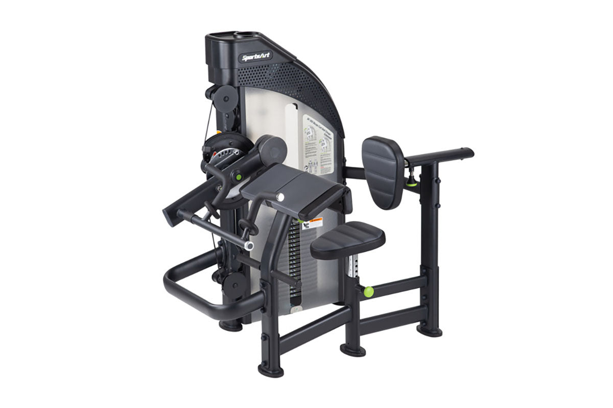 A SportsArt DF-305 is a commercial bicep curl machine with dual-function push-pull design for bicep and tricep training.