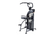 A SportsArt DF-307/P711 is a dual-function chin up dip machine designed for assisted chin-ups and dips with adjustable pads and rotating handles.