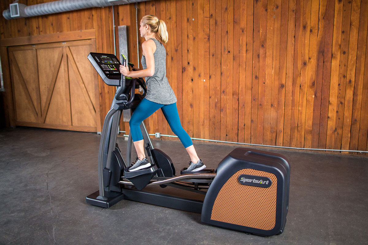 Train smarter with SportsArt e876, a elliptical exercise machine suitable for all ages seeking a low-impact, full-body workout