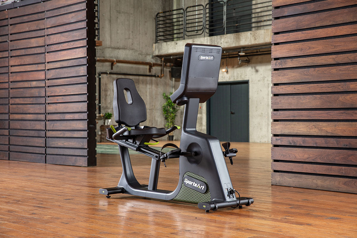 The SportsArt G574R Elite Recumbent Eco-Powr is a commercial recumbent bike  that delivers low-impact cardio and builds endurance.