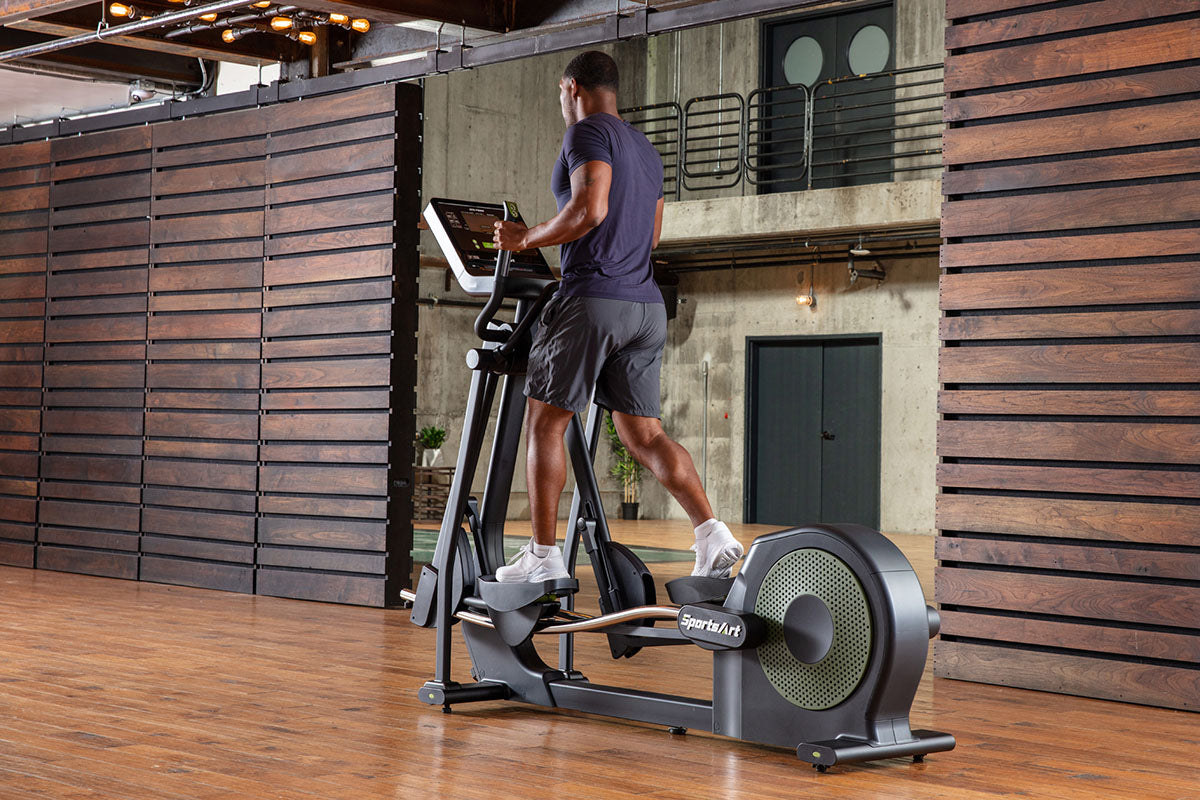 Experience the next level of cardio training with the SportsArt Cardio Elliptical G874 Elite Eco-Powr 10-6888, a top-tier commercial elliptical machine that transforms your workouts into clean, renewable energy.