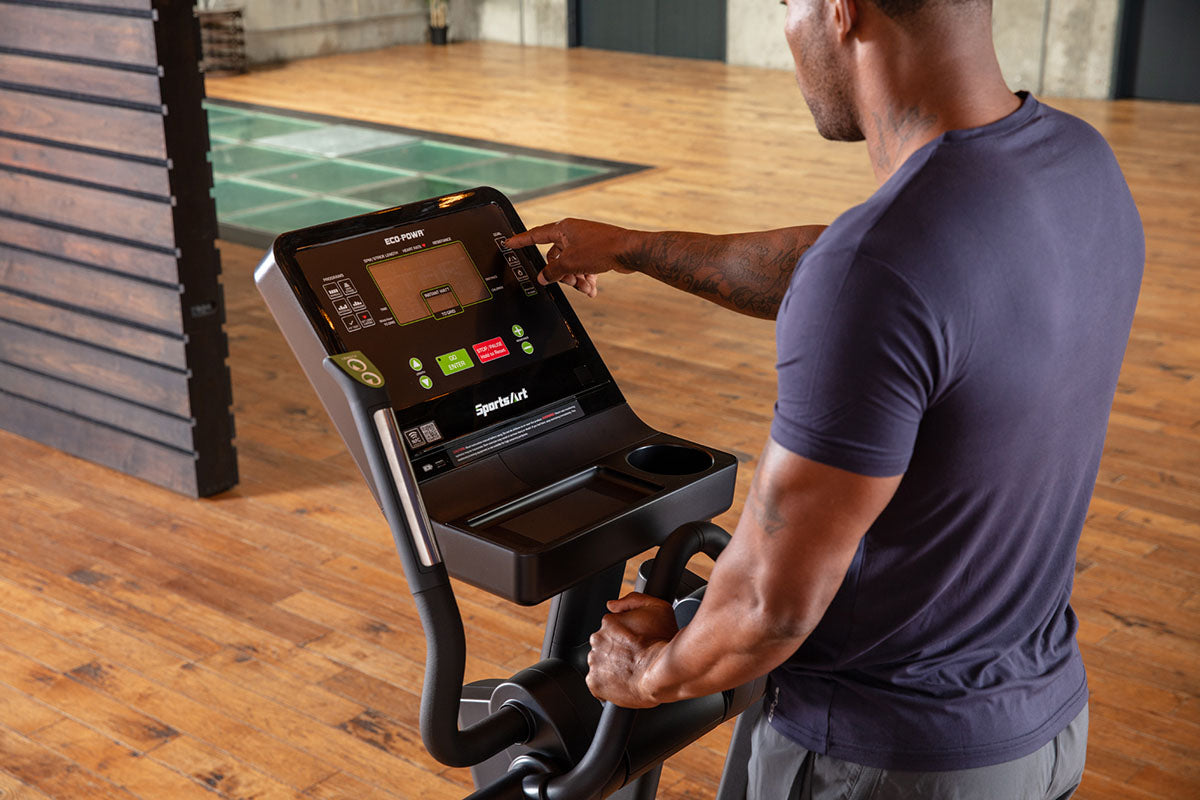 Experience the next level of cardio training with the SportsArt Cardio Elliptical G874 Elite Eco-Powr 10-6888, a top-tier commercial elliptical machine that transforms your workouts into clean, renewable energy.