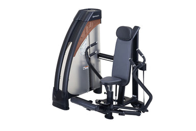 SportsArt N915 chest press machine with ergonomic arms and adjustable weight stack.
