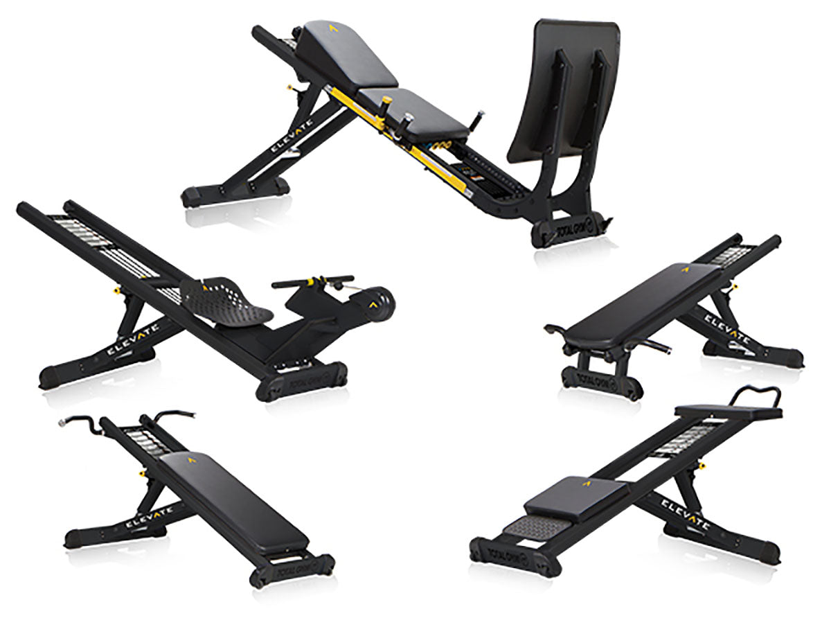 The Total Gym ELEVATE Circuit is a  5-piece Functional Training Circuit equipment package  that delivers full-body strength, cardio, and core conditioning through bodyweight resistance.