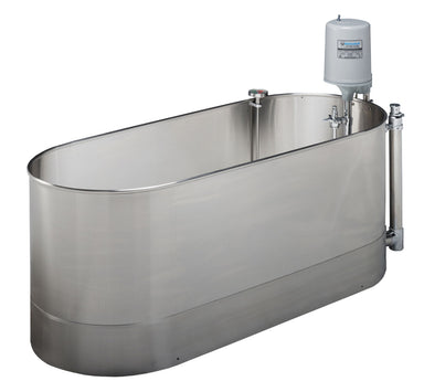 Whitehall Low Boy L-105-S hydrotherapy and whirlpool treatment tub with 105-gallon capacity, stainless steel build, and extended skirt enclosure