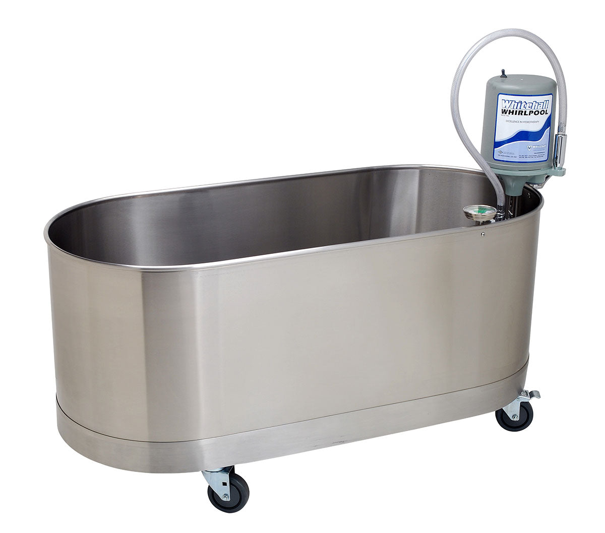Whitehall L-75-M mobile hydrotherapy whirlpool, 75-gallon stainless steel whirlpool therapy tub for rehab, sports recovery, and pain relief.